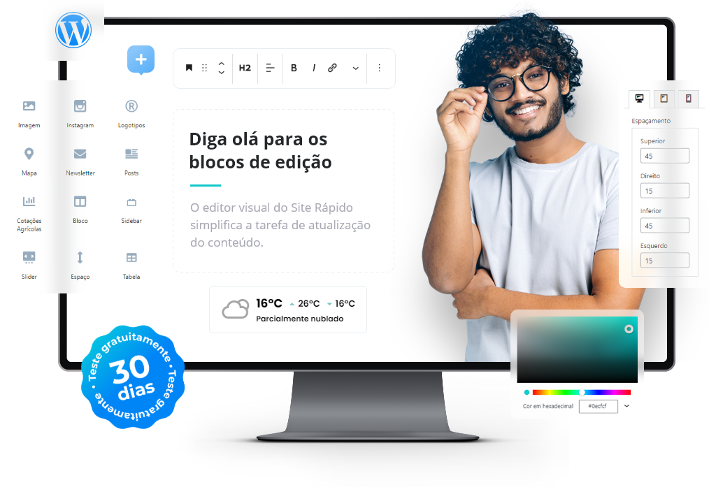 editor de texto de um site feito por especialistas em wordpress